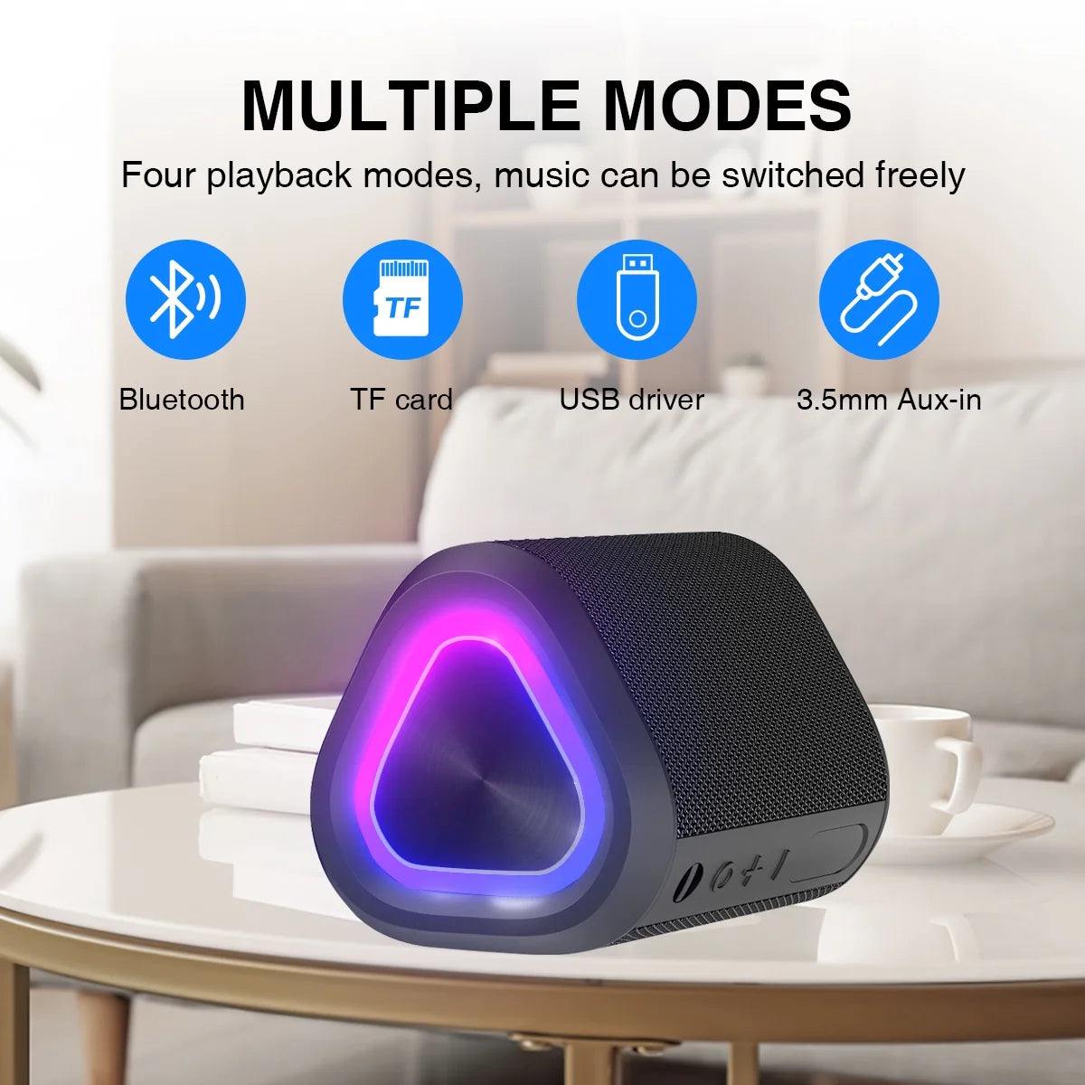 Outdoor Indoor Bluetooth Speaker, 24H Playtime Portable Home Wireless Bluetooth 5.0 Speaker with Stereo Bass, up to 100 Ft Bluetooth Range, IPX7 Waterproof Mini Bluetooth Speaker
