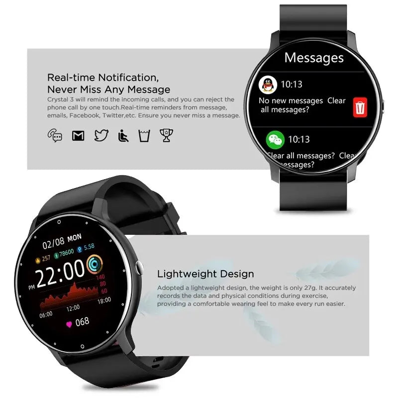 2024 New Men Smart Watch Real-Time Activity Tracker Heart Rate Monitor Sports Women Smart Watch Men Clock for Android IOS