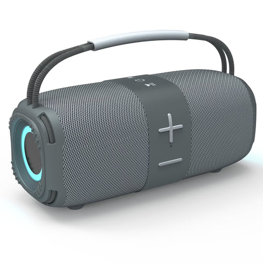 Portable Bluetooth 5.3 Speaker,Wireless Speaker with Dynamic LED Lights and Powerful 360° Sound,Tws Pairing,Outdoor Music Party Show,Gray